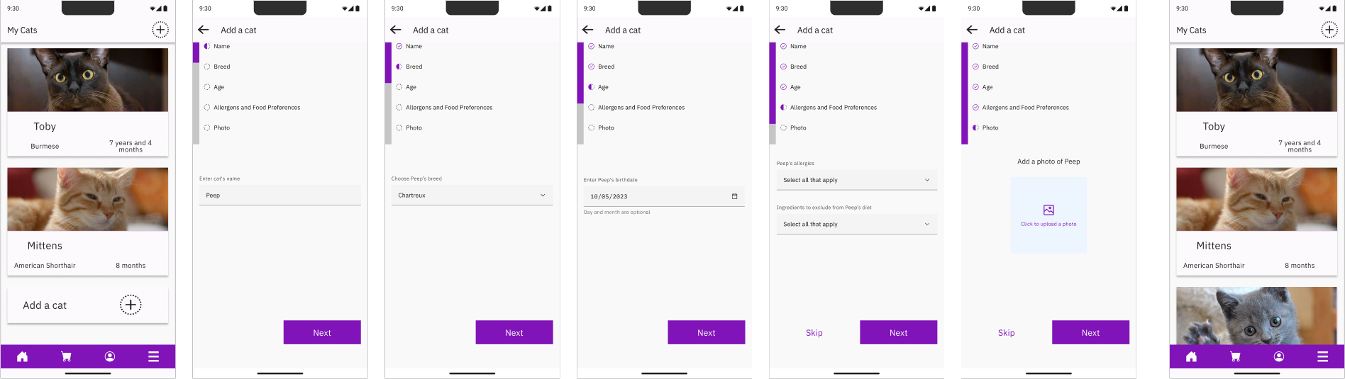 Final flow for adding a cat